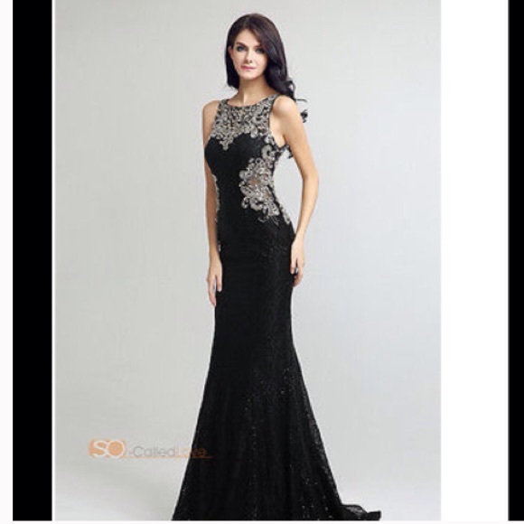 Dresses & Skirts - Gorgeous black lace and sequin prom jewel dress